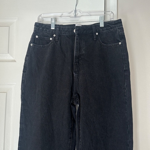 Princess Polly Black Wide Leg Long Jeans Recycled Cotton Size 8 Grunge Y2K - Picture 2 of 7